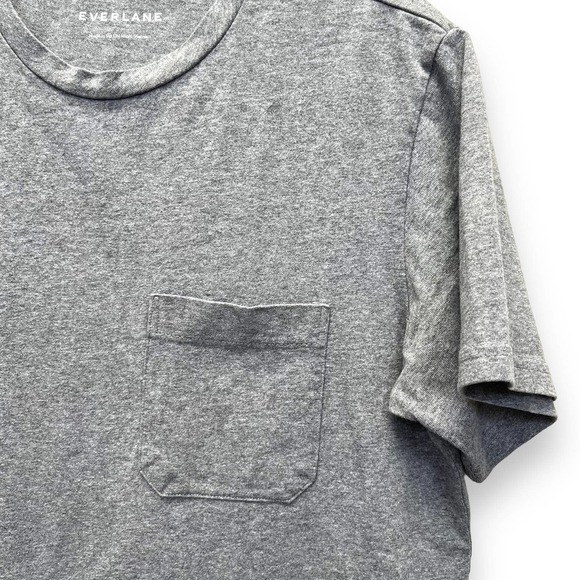Everlane Shirt Men's Small Gray Crew Neck Short Sleeve Tee Shirt Cotton Pocket - Picture 4 of 5